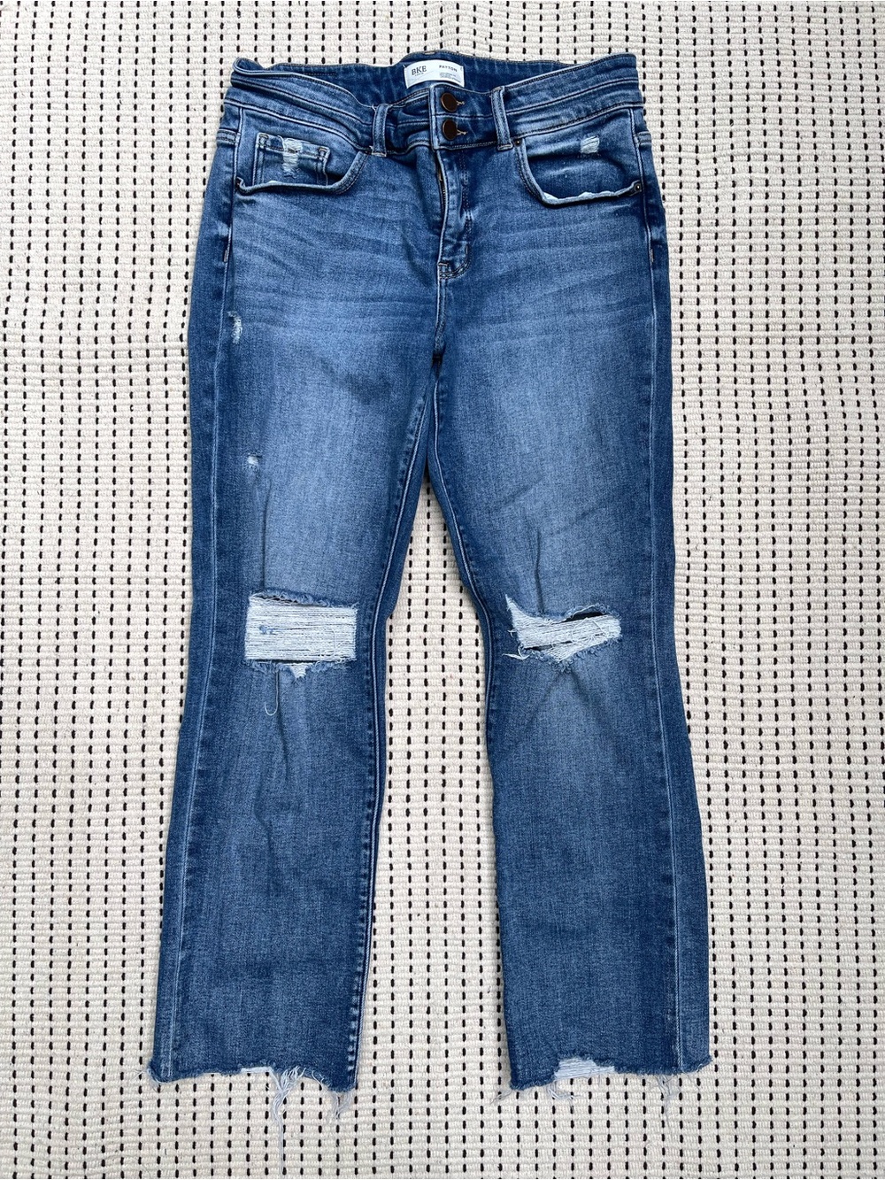 BKE Payton Universal Fit Distressed Crop Straight Jeans 31x30